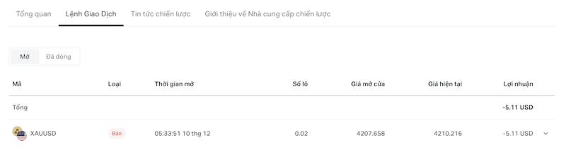 Sàn Exness cho phép xem lịch sử giao dịch và vị thế hiện tại
