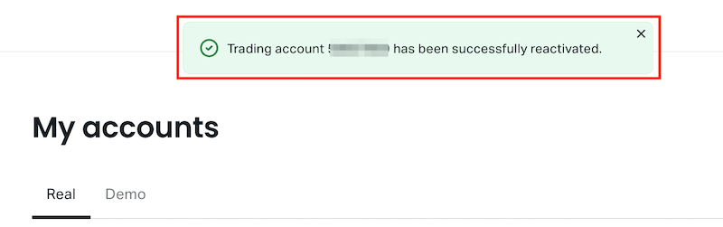Sau khi thao tác, tài khoản sẽ tự động chuyển từ Archive về danh sách tài khoản đang hoạt động và màn hình sẽ hiển thị thông báo 【 Đã kích hoạt thành công 】