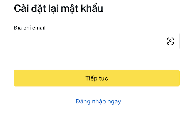 2、Nhập email đã đăng ký và nhấn “Tiếp tục”.