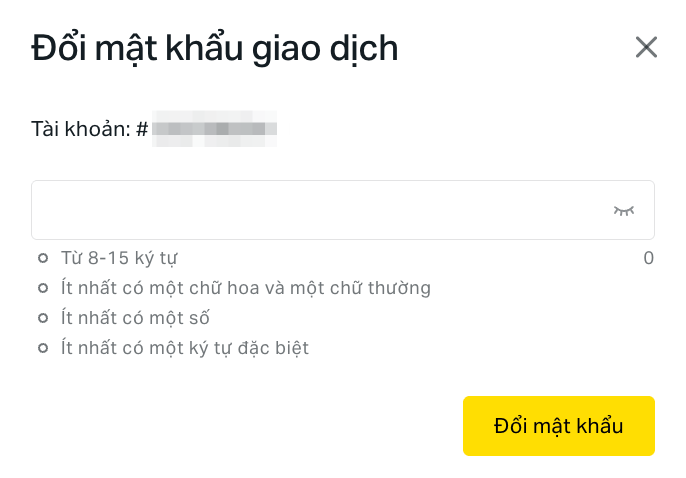 2、Nhập mật khẩu mới và nhấn “Đổi mật khẩu”.