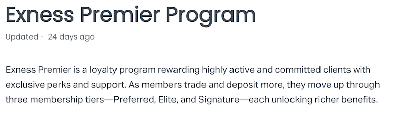Sàn Exness Premier Program dành cho hội viên VIP là gì?