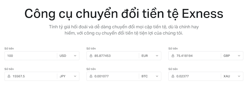 Cách sử dụng Currency Converter trên Sàn Exness